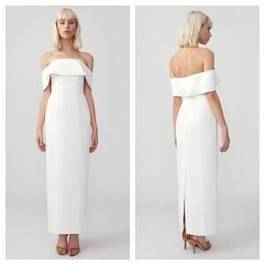 Fame & Partners Cream Off The Shoulder Column Maxi Dress Size 2 Cocktail Formal